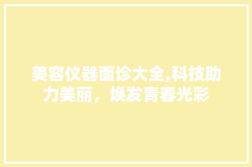 美容仪器面诊大全,科技助力美丽，焕发青春光彩