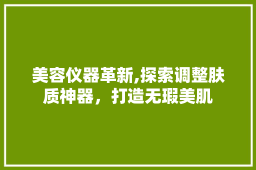 美容仪器革新,探索调整肤质神器，打造无瑕美肌
