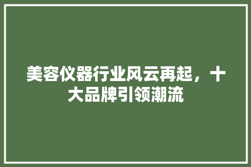 美容仪器行业风云再起，十大品牌引领潮流