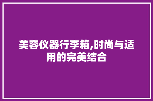 美容仪器行李箱,时尚与适用的完美结合