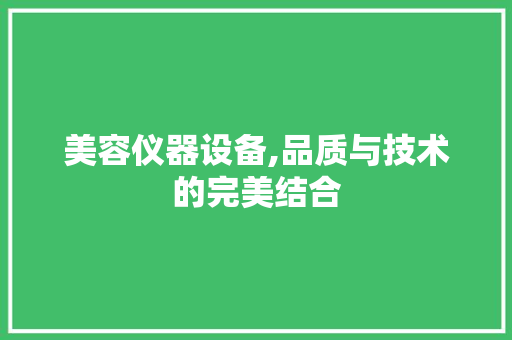 美容仪器设备,品质与技术的完美结合
