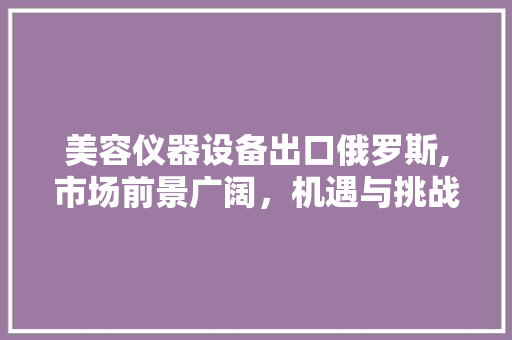 美容仪器设备出口俄罗斯,市场前景广阔，机遇与挑战并存