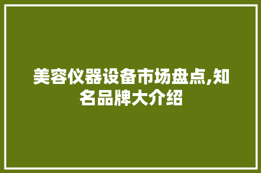美容仪器设备市场盘点,知名品牌大介绍