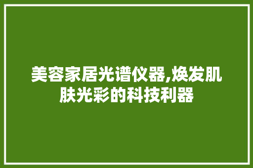 美容家居光谱仪器,焕发肌肤光彩的科技利器