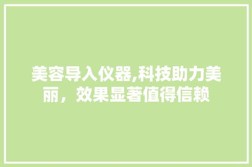 美容导入仪器,科技助力美丽，效果显著值得信赖
