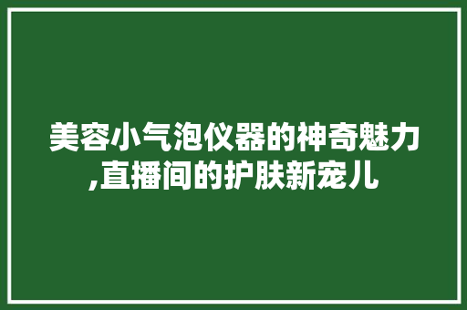 美容小气泡仪器的神奇魅力,直播间的护肤新宠儿