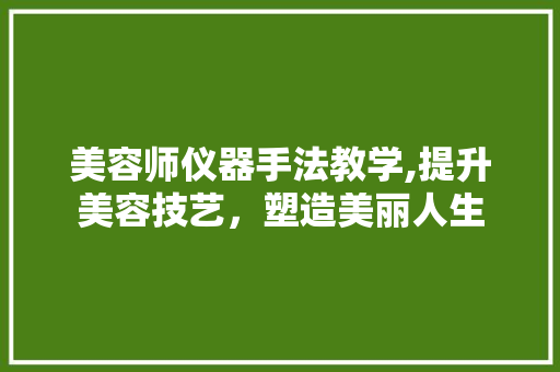 美容师仪器手法教学,提升美容技艺，塑造美丽人生 饮食大全