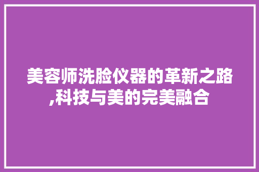 美容师洗脸仪器的革新之路,科技与美的完美融合
