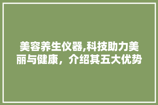 美容养生仪器,科技助力美丽与健康，介绍其五大优势