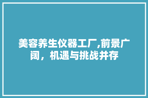 美容养生仪器工厂,前景广阔，机遇与挑战并存