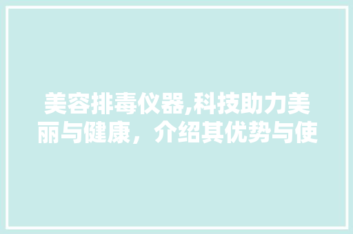 美容排毒仪器,科技助力美丽与健康，介绍其优势与使用方法