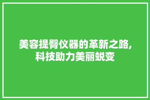 美容提臀仪器的革新之路,科技助力美丽蜕变