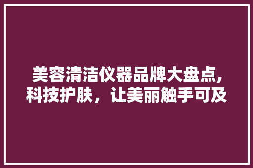美容清洁仪器品牌大盘点,科技护肤，让美丽触手可及 饮食大全