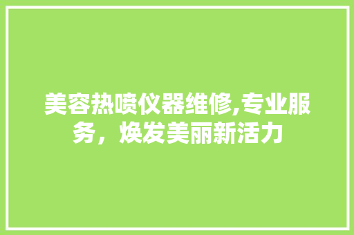 美容热喷仪器维修,专业服务，焕发美丽新活力