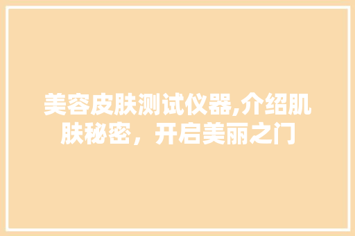 美容皮肤测试仪器,介绍肌肤秘密，开启美丽之门