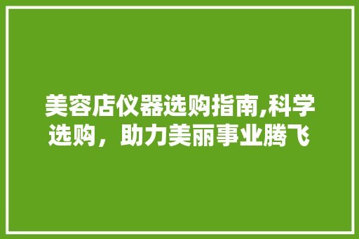 美容店仪器选购指南,科学选购，助力美丽事业腾飞