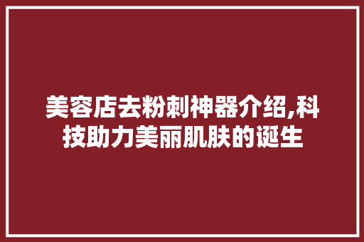 美容店去粉刺神器介绍,科技助力美丽肌肤的诞生