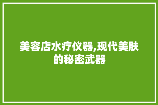 美容店水疗仪器,现代美肤的秘密武器