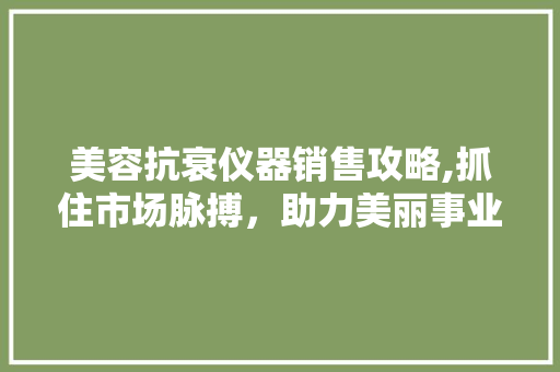 美容抗衰仪器销售攻略,抓住市场脉搏，助力美丽事业
