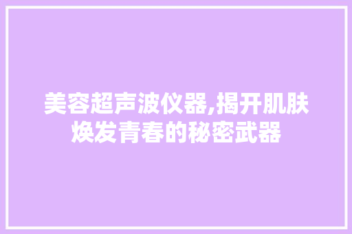 美容超声波仪器,揭开肌肤焕发青春的秘密武器 母婴育儿