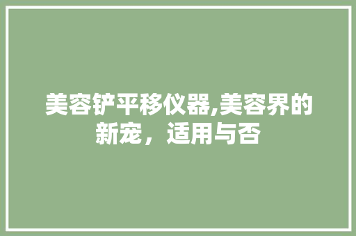美容铲平移仪器,美容界的新宠，适用与否