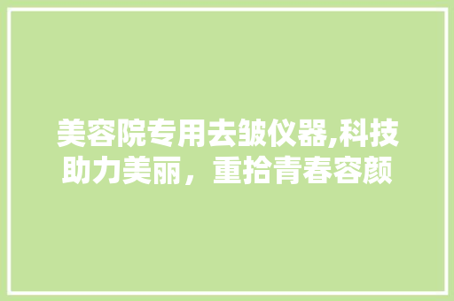 美容院专用去皱仪器,科技助力美丽，重拾青春容颜