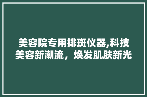 美容院专用排斑仪器,科技美容新潮流，焕发肌肤新光彩