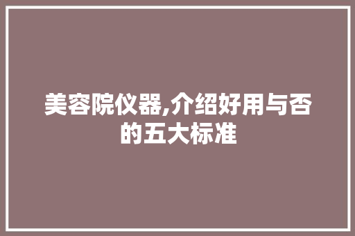 美容院仪器,介绍好用与否的五大标准