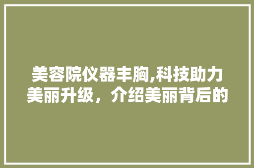 美容院仪器丰胸,科技助力美丽升级，介绍美丽背后的秘密