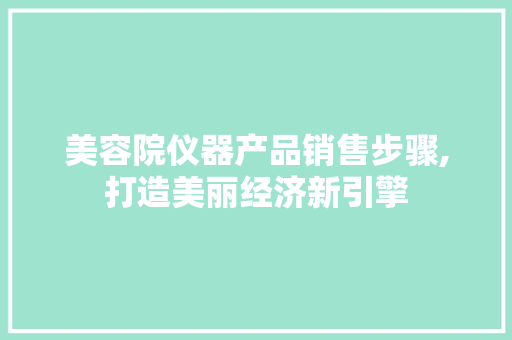 美容院仪器产品销售步骤,打造美丽经济新引擎