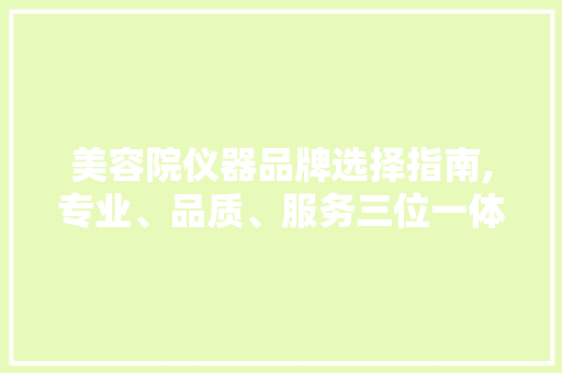 美容院仪器品牌选择指南,专业、品质、服务三位一体 母婴育儿