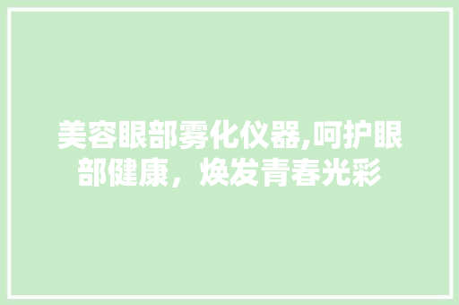 美容眼部雾化仪器,呵护眼部健康，焕发青春光彩 美体修身