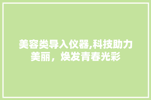 美容类导入仪器,科技助力美丽，焕发青春光彩