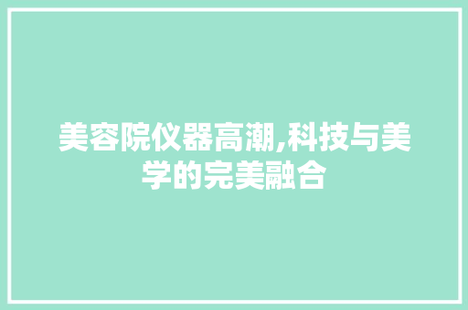 美容院仪器高潮,科技与美学的完美融合