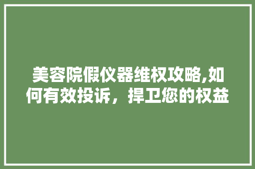 美容院假仪器维权攻略,如何有效投诉，捍卫您的权益
