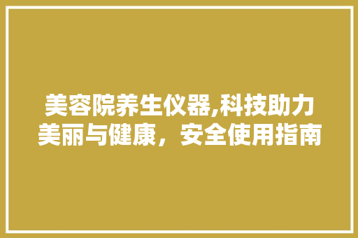 美容院养生仪器,科技助力美丽与健康，安全使用指南
