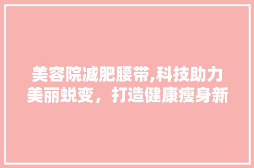 美容院减肥腰带,科技助力美丽蜕变，打造健康瘦身新风尚
