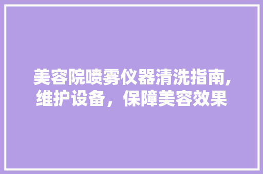 美容院喷雾仪器清洗指南,维护设备，保障美容效果 饮食大全