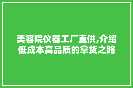 美容院仪器工厂直供,介绍低成本高品质的拿货之路