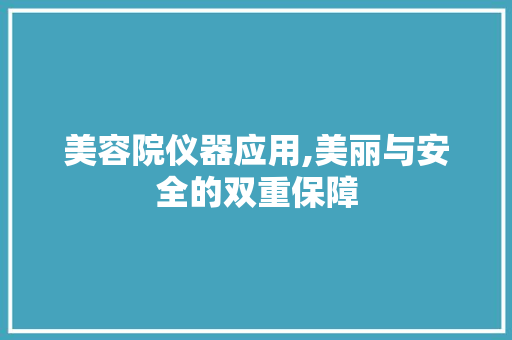 美容院仪器应用,美丽与安全的双重保障