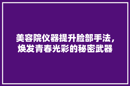 美容院仪器提升脸部手法，焕发青春光彩的秘密武器 美体修身