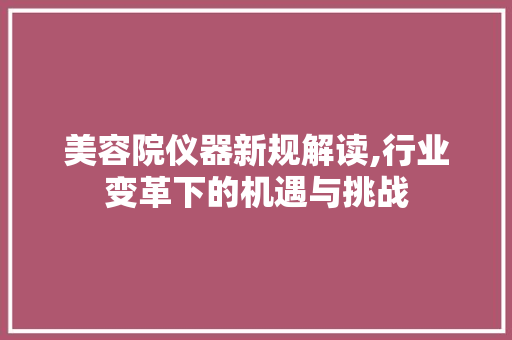 美容院仪器新规解读,行业变革下的机遇与挑战 饮食大全