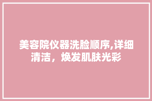 美容院仪器洗脸顺序,详细清洁，焕发肌肤光彩 饮食大全