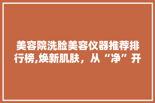 美容院洗脸美容仪器推荐排行榜,焕新肌肤，从“净”开始