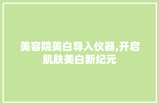 美容院美白导入仪器,开启肌肤美白新纪元