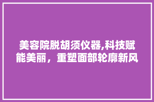 美容院脱胡须仪器,科技赋能美丽，重塑面部轮廓新风尚