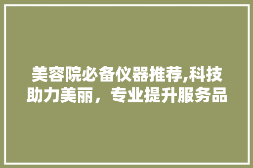 美容院必备仪器推荐,科技助力美丽，专业提升服务品质 综合便民