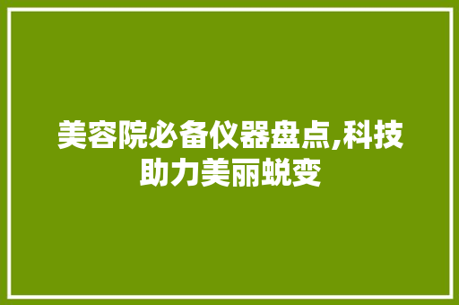 美容院必备仪器盘点,科技助力美丽蜕变 美体修身