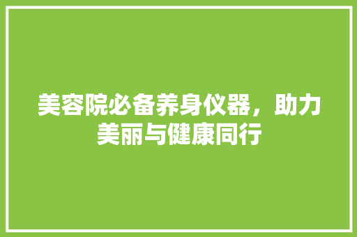 美容院必备养身仪器，助力美丽与健康同行