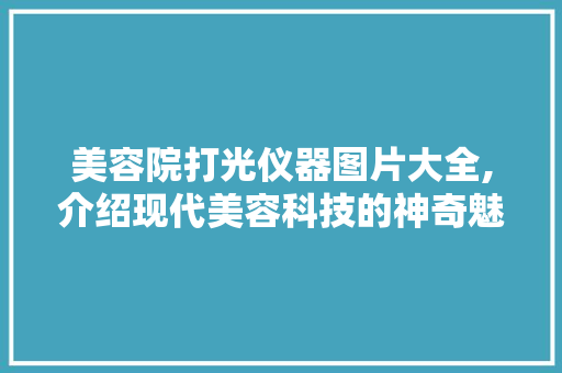 美容院打光仪器图片大全,介绍现代美容科技的神奇魅力 母婴育儿